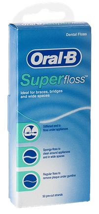 Zubní niť Superfloss Oral-B pro čištění rovnátek, můstků a implantátů 50 ks